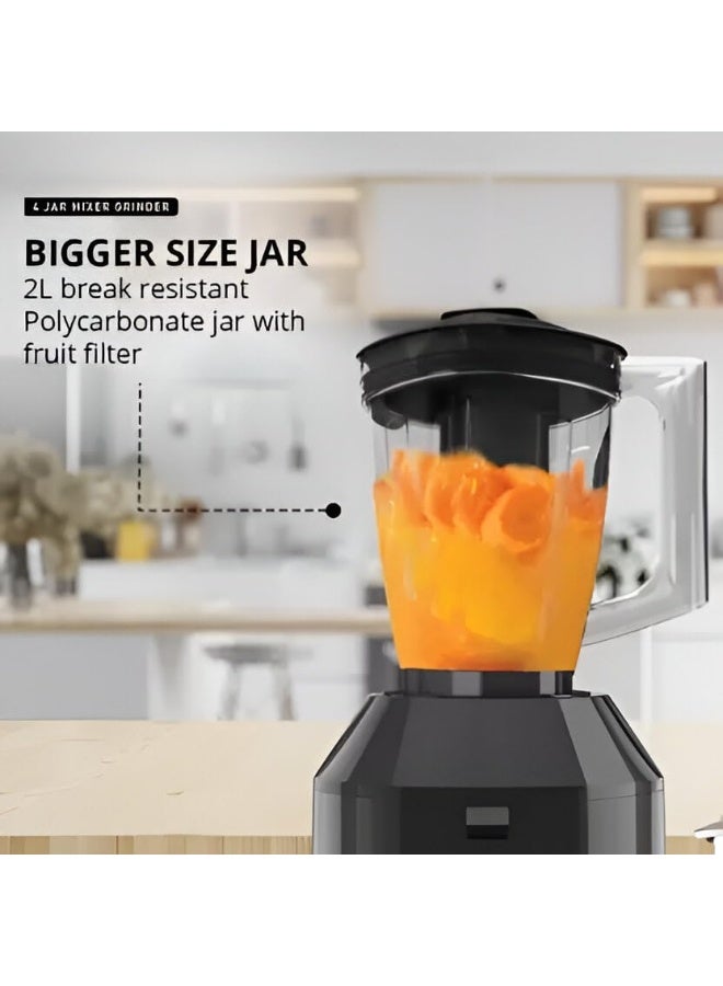 هافلز Havells Hexo Plus 1100 Watts 4 Jar Mixer Grinder| High Speed Mixie 22000 RPM motor| 100 Minutes Continuous Run Time| 2 Ltr Break Resistant Blending Jar| 5 Year Motor Manufacturer Warranty (Black) - Image 3